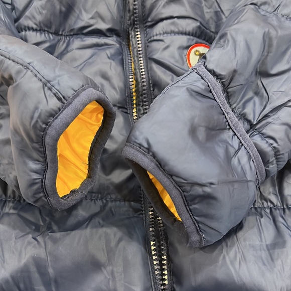 Navy Blue Hooded Snowsuit with Yellow Lining - Picture 7 of 9